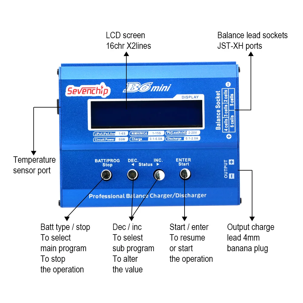 IMAX B6 mini Balance Charger Discharger with Adapter For RC Helicopter Re-peak NiMH NiCD LiHV NiCd PB Li-ion Battery Charger