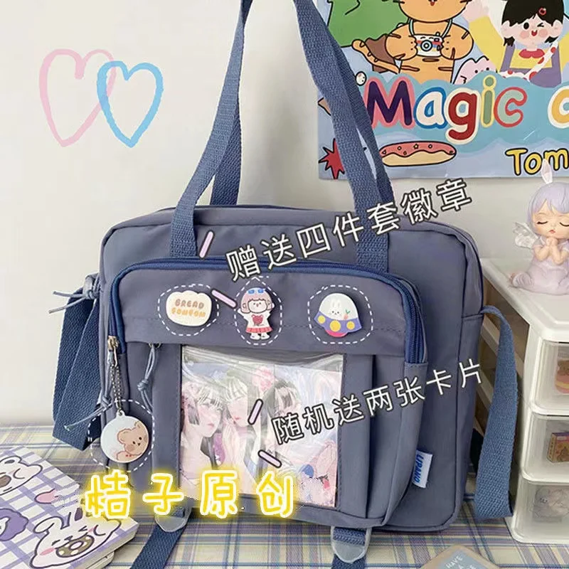 Japanese High School Girls Crossbody Bags Nylon Book Bag Transparent Itabag Women Handbags JK Bag Second Element  Shoulder Bag