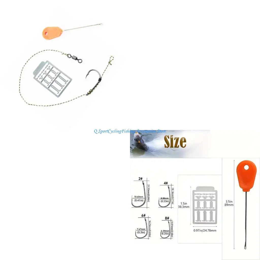 

Pre-Tied Baits Rigs with Hook Swivels Boilie Stop Needle Fishing Equipment Accessories 2#/4#/6#/8# Fishing Hair Rigs