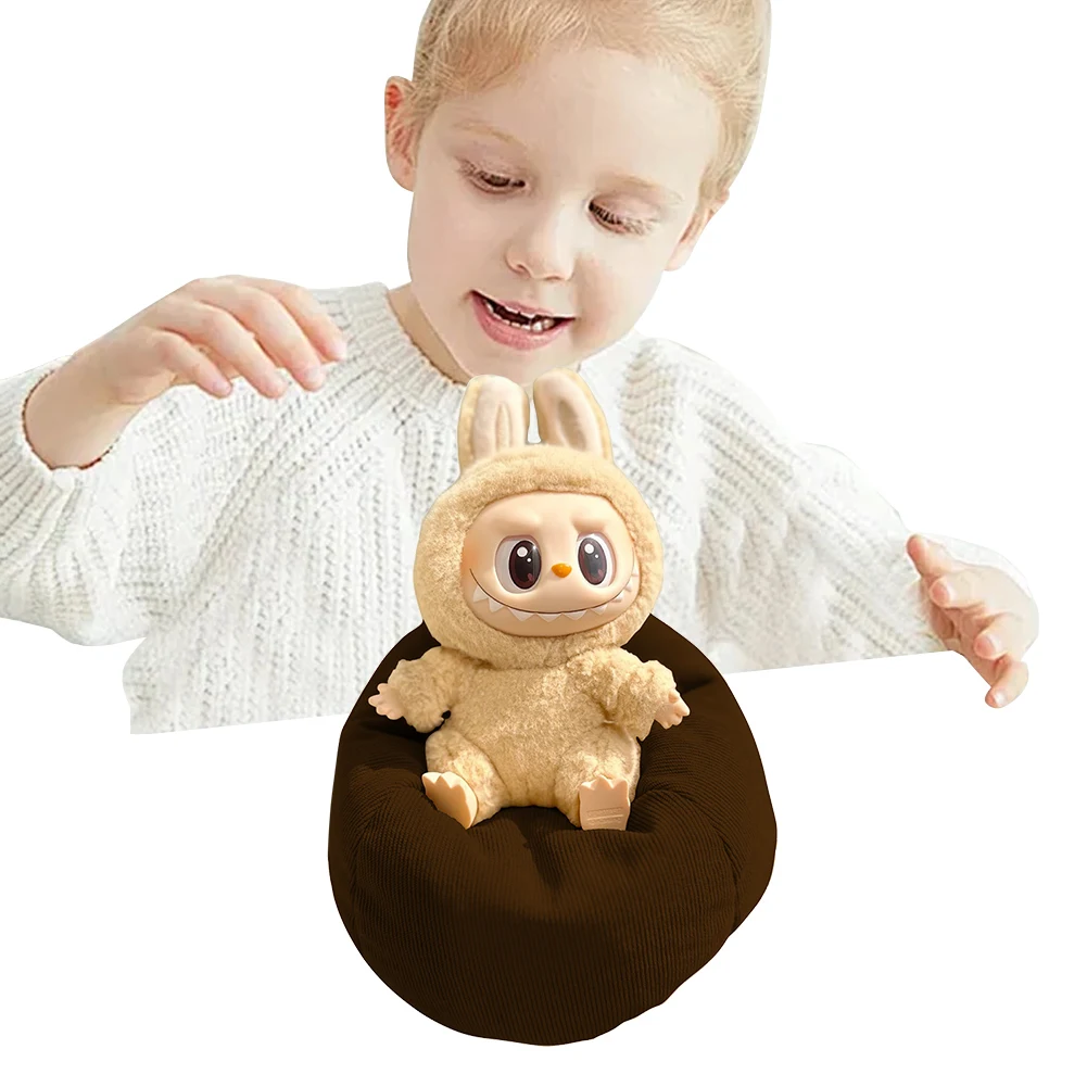 Miniaturowa sofa Labubu z poduszką, meble mini leniwa sofa z poduszką, miękka sofa, akcesoria dla lalek, sofa dla lalek, dekoracja pokoju, prezenty