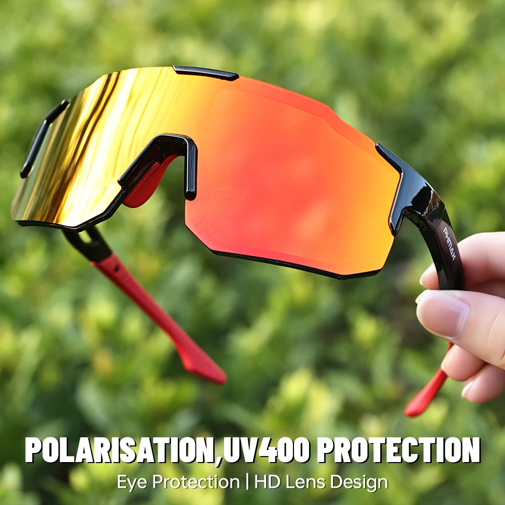 משקפי רכיבה מפולריזציה PHMAX לגברים ונשים משקפי אופניים מפולריזציה 2025 MTB Road Racing קלים וגמישים