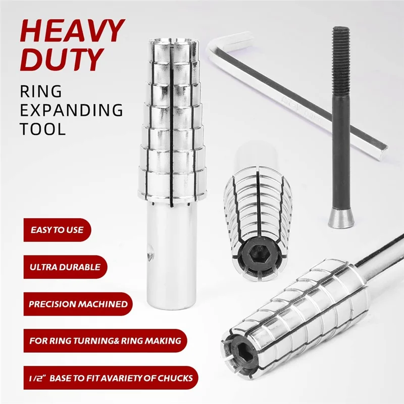 Expanding Stainless Steel Ring Mandrel with Hex Key-Heavy Duty Ring Shaper Tool for Ring Turning and Ring Making7.5-10.5