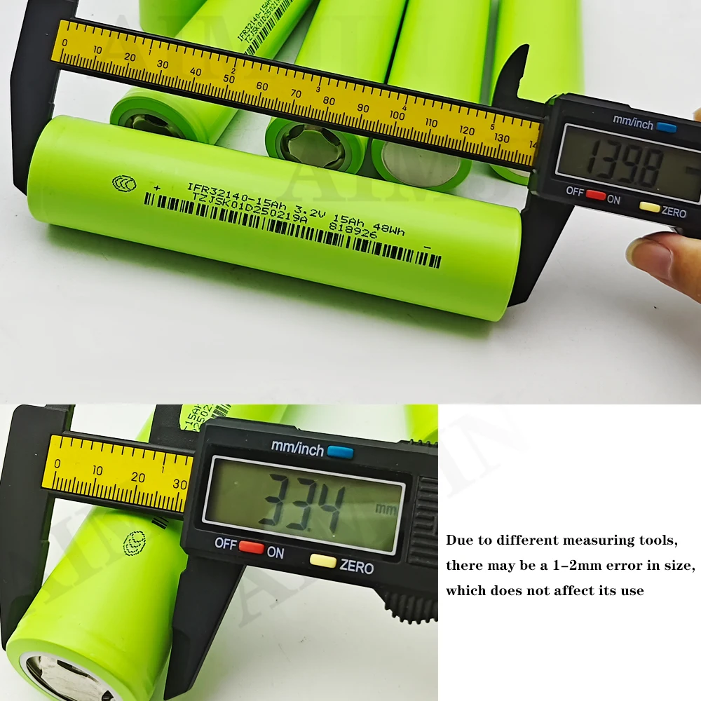 Batería LiFePO4 de 3,2 V, 32140, 15Ah, 32140 celdas recargables, EV, almacenamiento de energía para el hogar, ebike, e-scooter, herramientas eléctricas