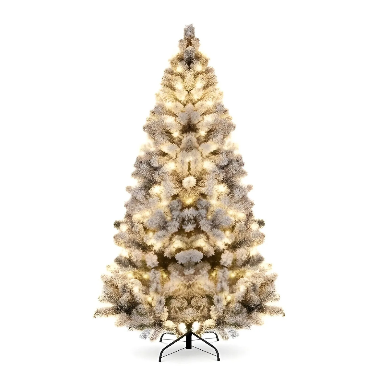 

6 Ft Pre-Lit Premium Snow Flocked Artificial Christmas Tree White Warm Light LED United States