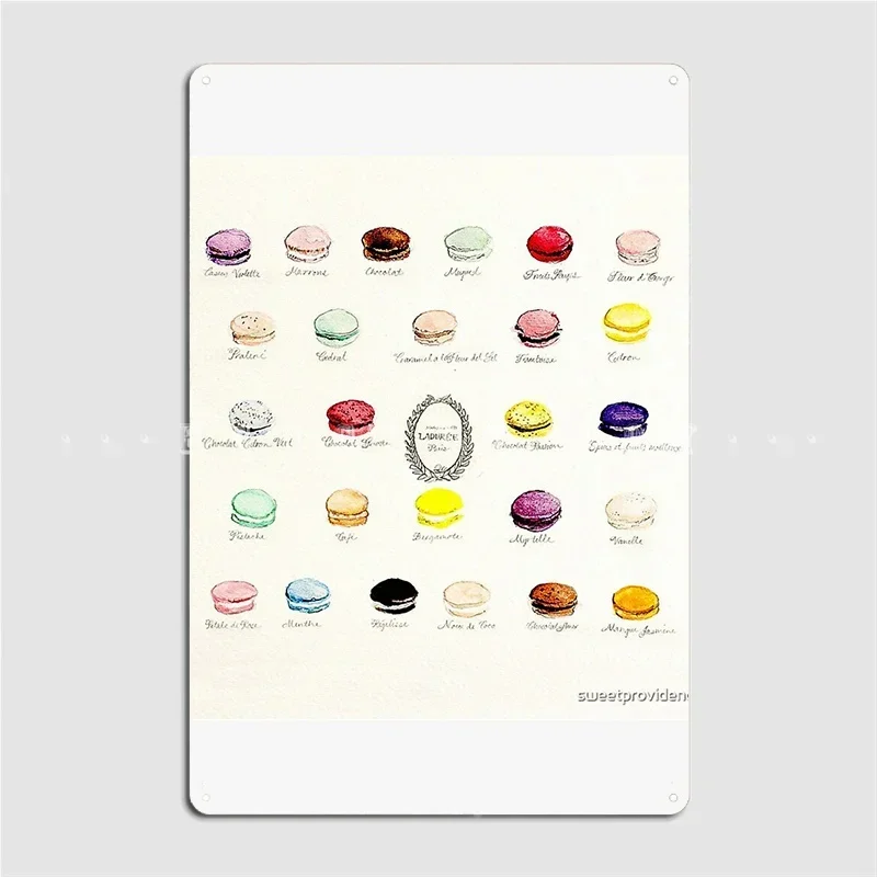 Laduree Macarons sabor menú letrero de Metal pared Pub sala de estar pintura Mural personalizada carteles de estaño