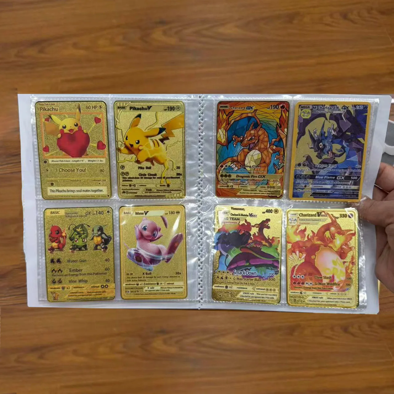 

Pokemon English Metal Game Collection Card Anime Figure Charizard Pikachu Blastoise Mewtwo Battle Collection Carte Card Toy Gift