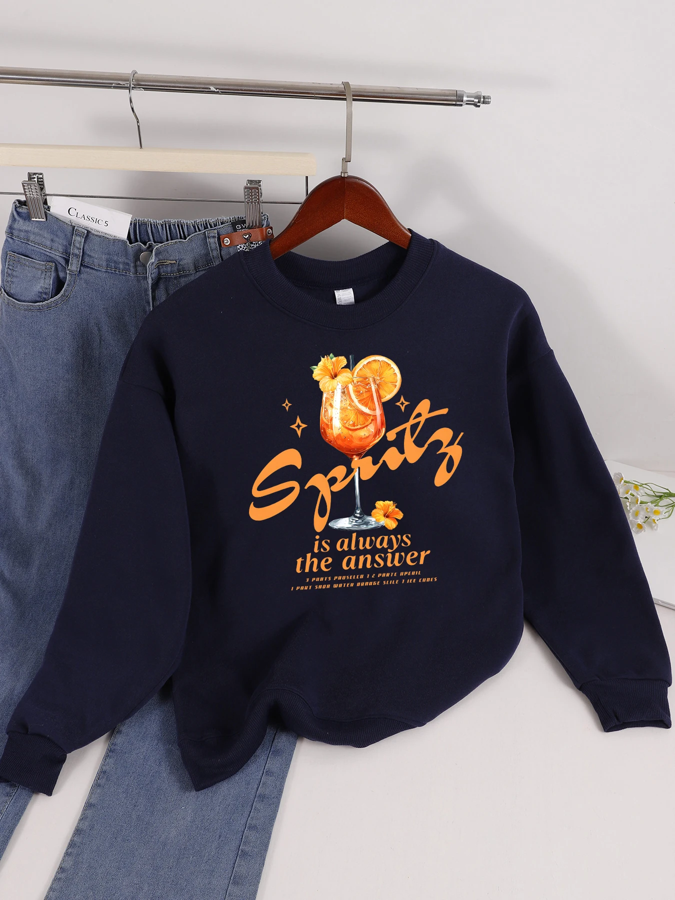 

Orange Juice Sprits Is Always The Answer Prints Sweatshirt Women Street Autumn Pullover Hipster Sportswear O-Neck Fleece Clothes