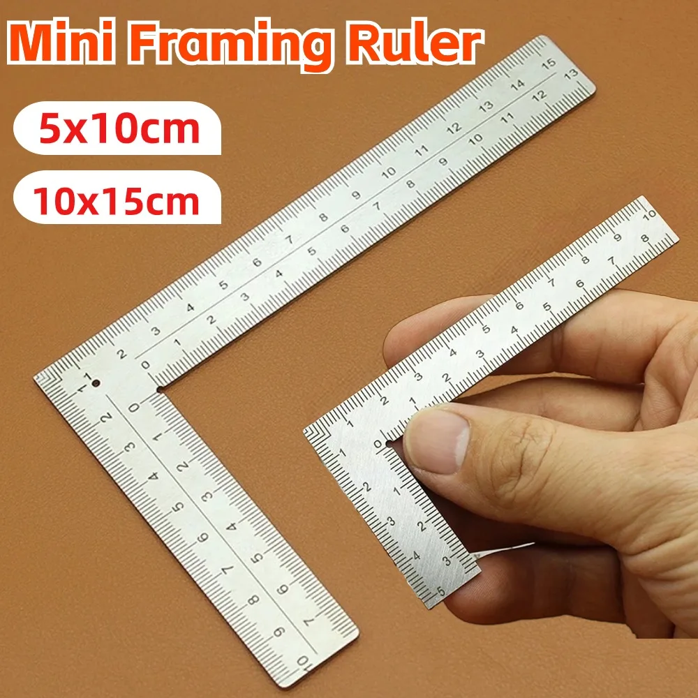 Mini Right Angle Ruler Measuring Layout Tool Stainless Steel Square 90 Turning Ruler Precision For Building Framing Gauges