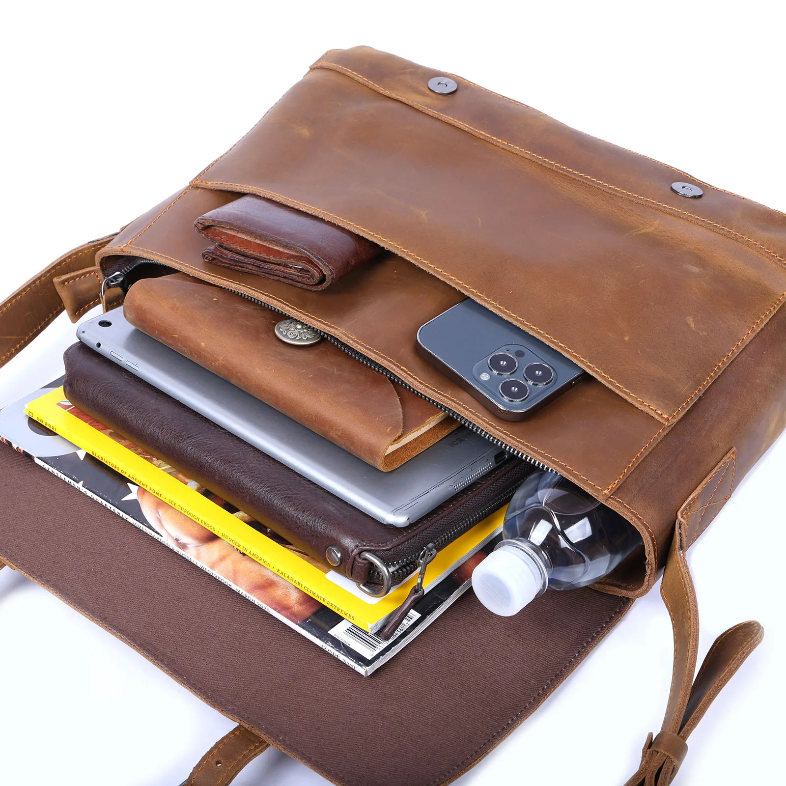 S.WORKER Vintage Herren-Umhängetasche aus Echtleder, Handgefertigte Crossbody-Tasche, Geschenk für Männer, für Handy & Schlüssel – Detail 24