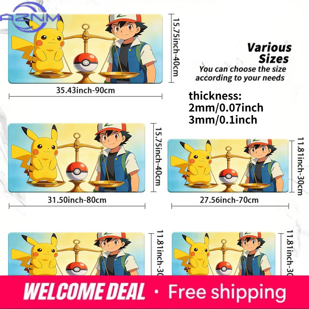 Pokemon Ash & Pikachu Balance Scale Gaming Mouse Pad Non-Slip Desk Mat