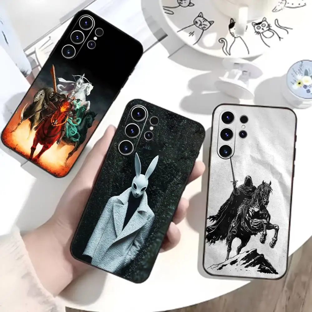 Anti-war U-Four Horsemen Apocalypse Phone Case For Samsung S26,S25,S24,S23,S22,S21,S20,Ultra,Plus,FE Black Soft Cover