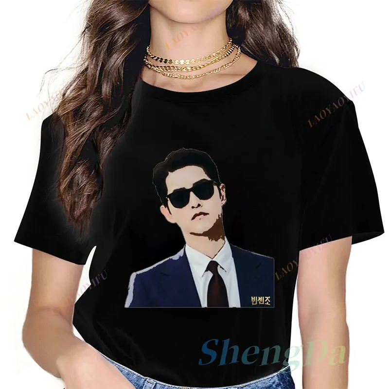 Cute Expression Cotton T-shirts for Women Song Joong-ki Y2k Unisex Korean Dongdaemun 2024 Women's T-shirt Graphic Short Sleeve