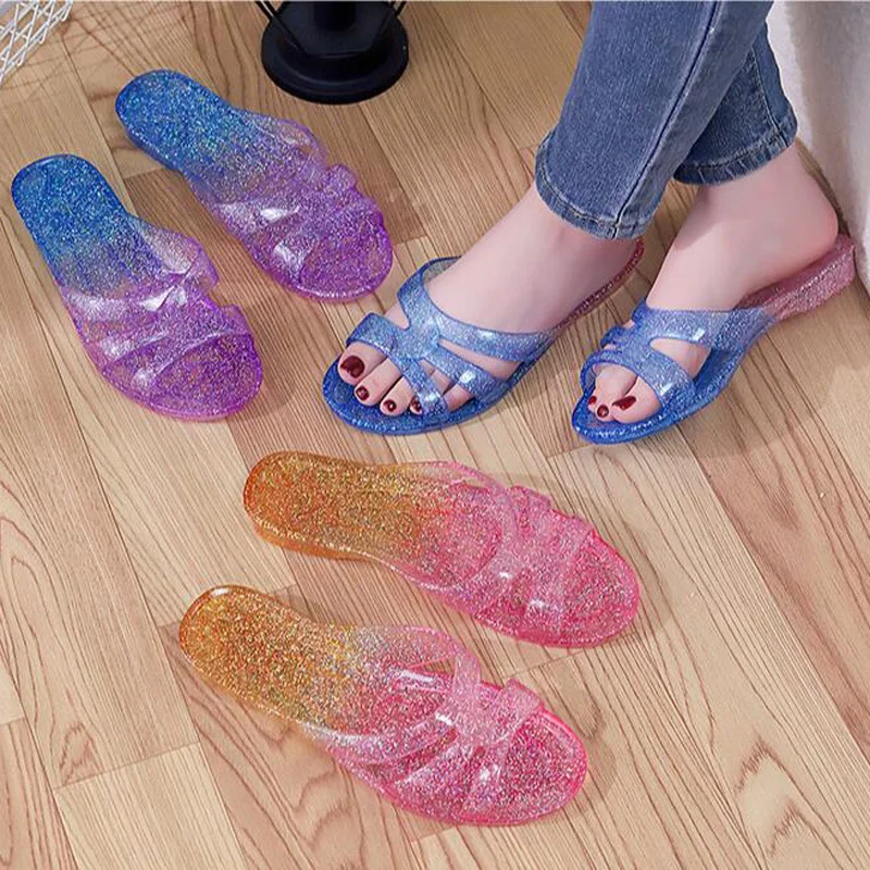 New transparent indoor and outdoor women\'s home slippers