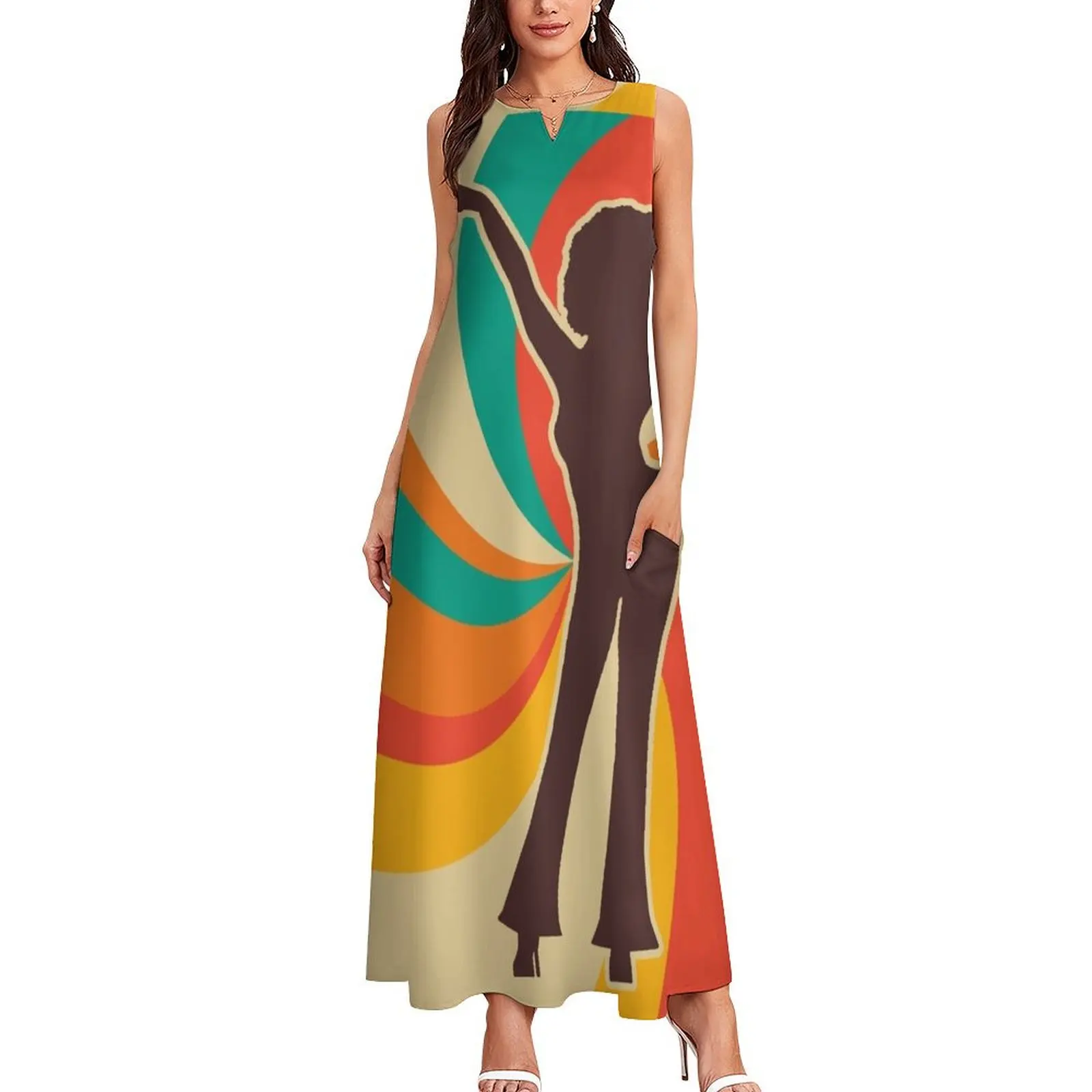 Groovy Disco Woman Long Dress Women's evening dress Clothing Long veiled dresses Dance dresses Dress