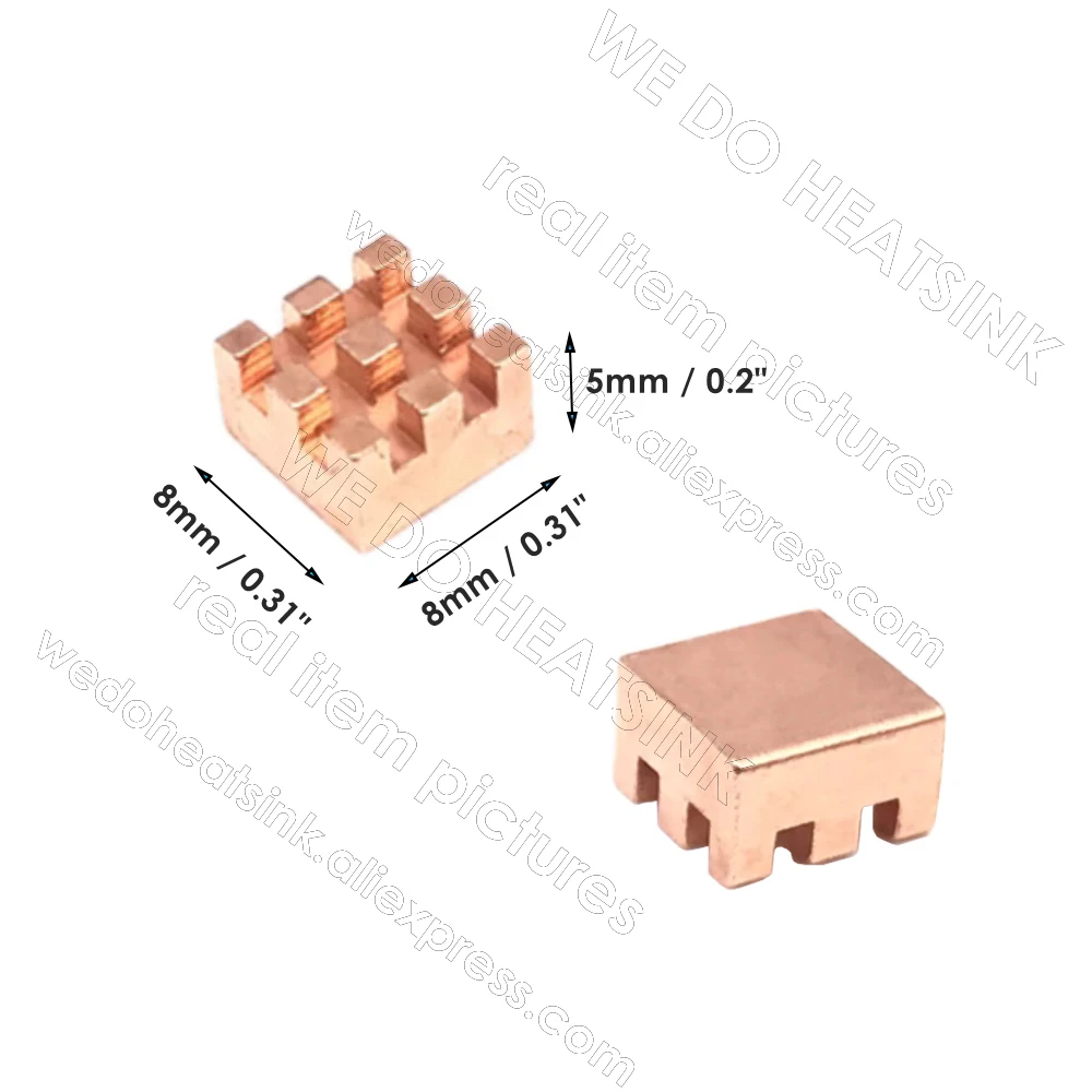 WE DO HEATSINK 8x8x5mm Without or With Thermal Pad Mini Small Copper Heatsink Cooler Radiator For Orange Pi 5