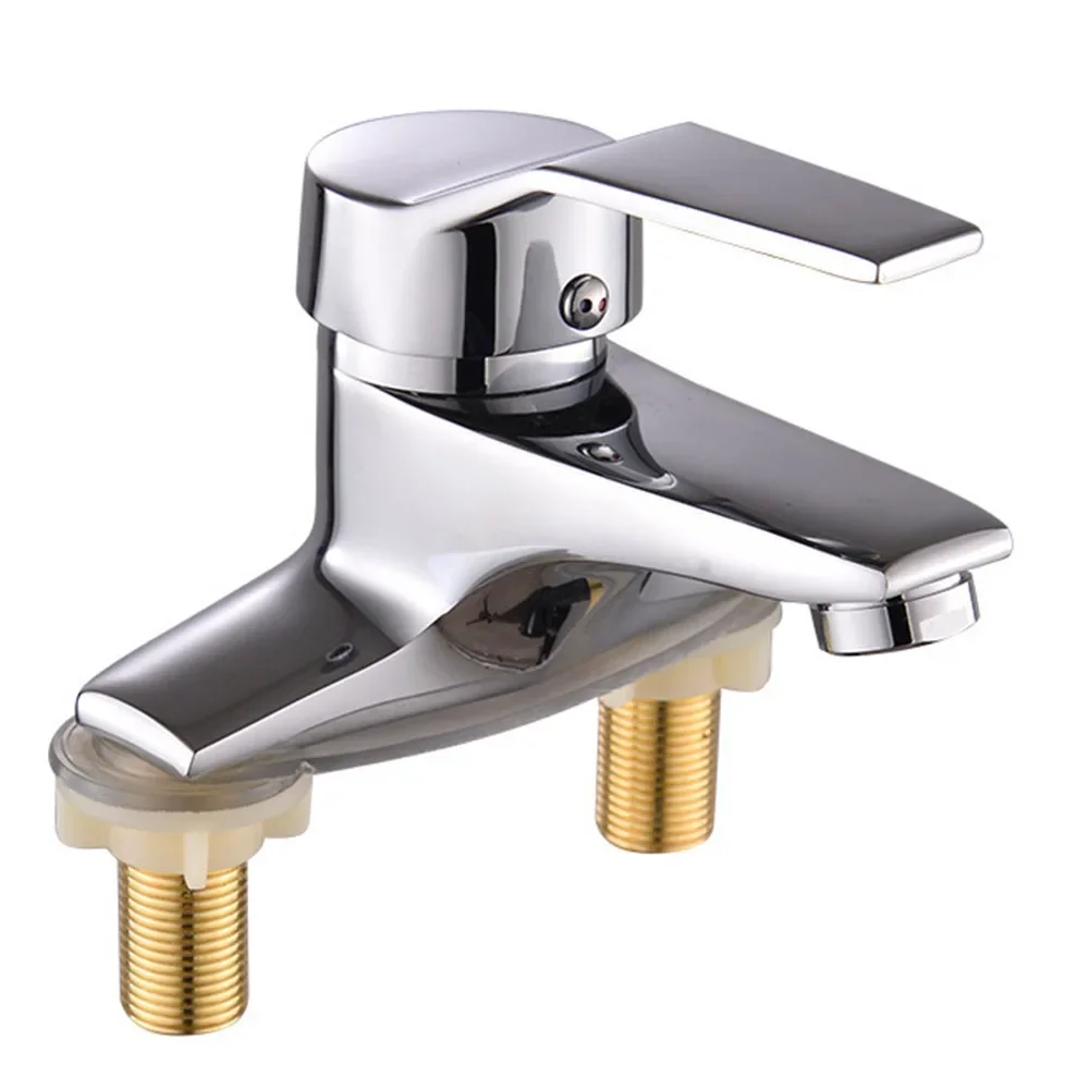 Bathroom Basin Faucets Countertop Mounted Double Hole Hot And Cold Water Basin Faucet Mixer Kitchen Faucet With Copper Ceramic