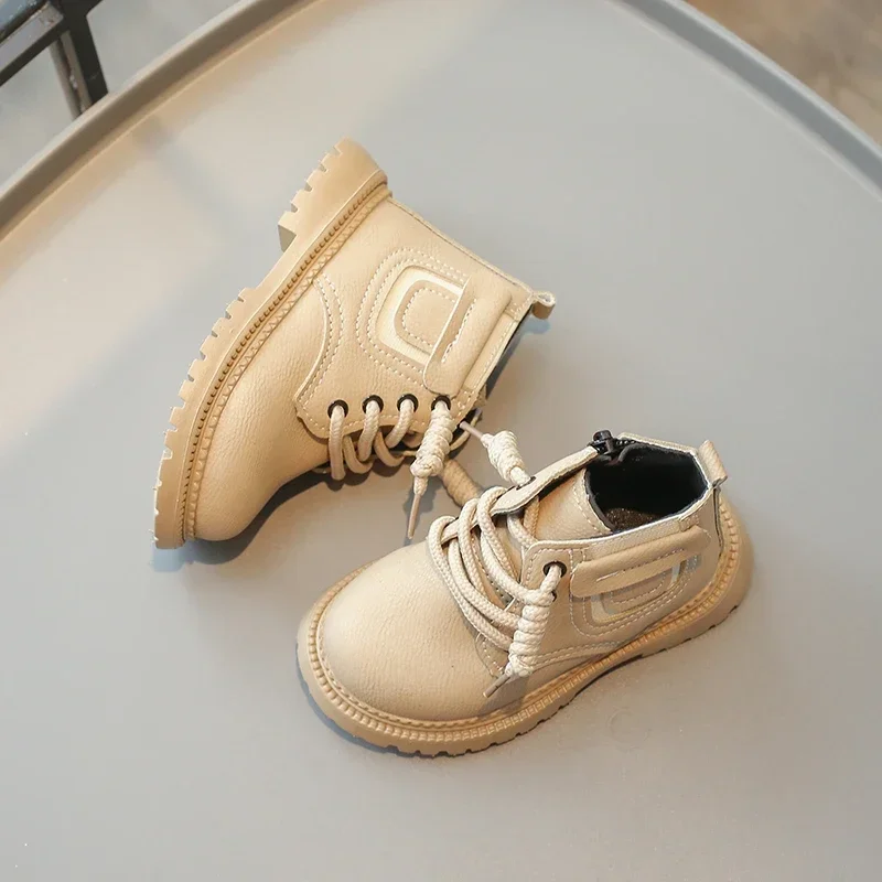 Kids Boots for Boys Fashion Versatile Girls Causal Platform Ankle Boots Spring Autumn New  Children School Leather Boots Zipper