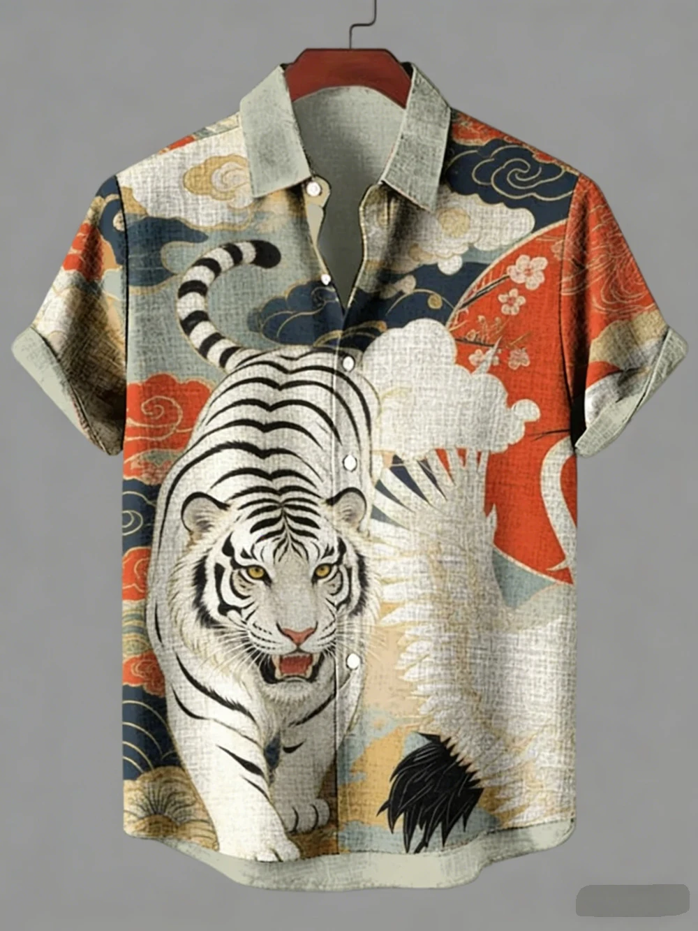 Men's New Arrival Short Sleeve Linen Shirt Fun Marine Pattern 3D Printed Shirt Men Outdoor Leisure Fishing Clothes Fast Shipping