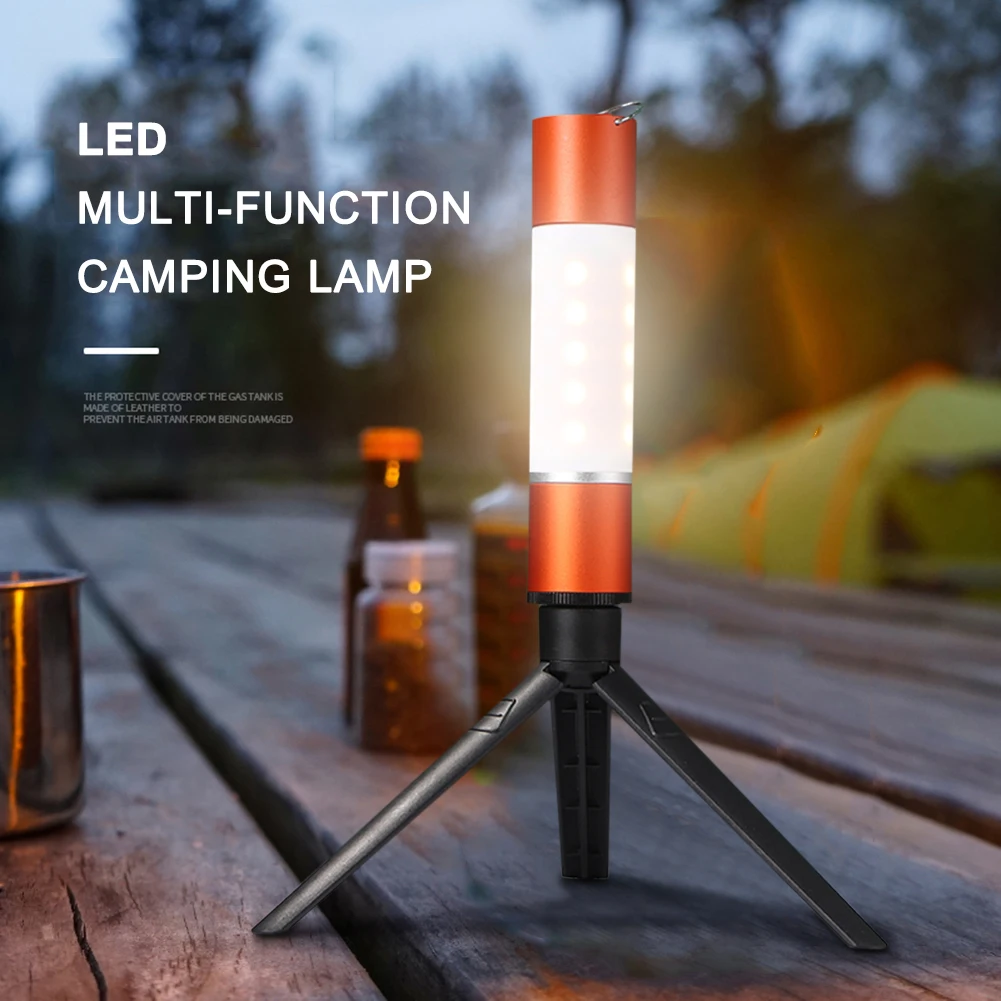 Outdoor Camping LED Telescopic Flashlight with Tripod Multifunctional Rechargeable Retractable Torch Light Table Lamp Tools