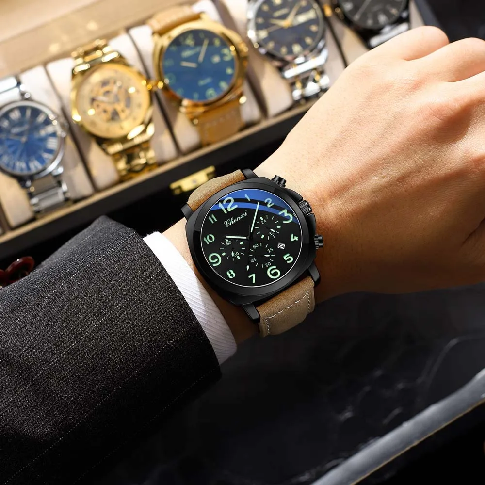 

CHENXI Men's Multifunctional Watch Large Dial Fashion Men's Watch Luminescence Waterproof Function Male Clock Gift for Men