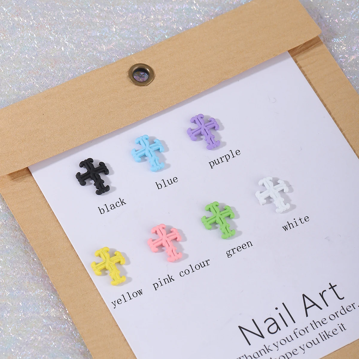10 cyberpunk wind Y2K alloy retro cross macaron color cross nail art patch color random mixed pack