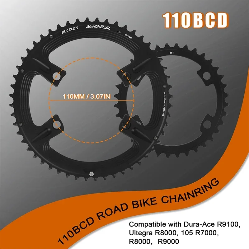 BUCKLOS Bike Chainring 110BCD Double Speed Road Bike Chain ring 34/36/39/50/52/53T Bicycle Chainwheel for SHIMANO Bike Part