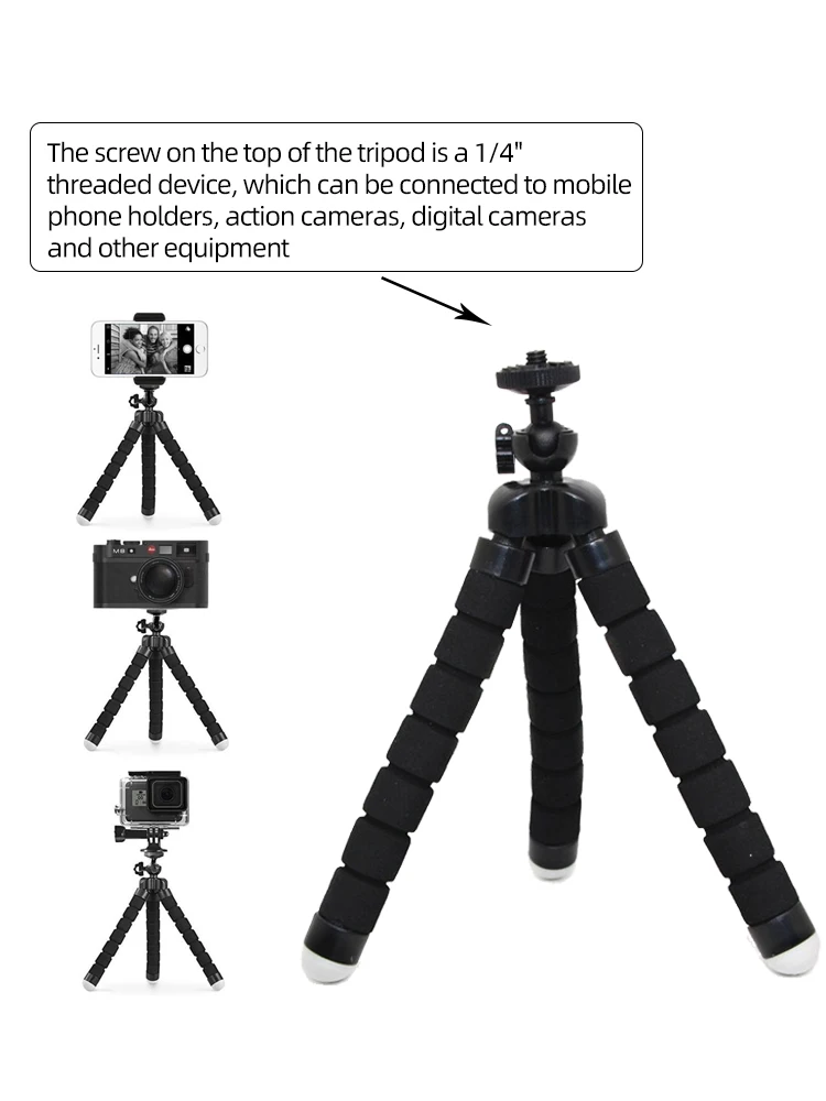Mini Flexibles Oktopus-Stativ mit 360° Drehung ° Kugelkopf, 1/4-Zoll-Schraube, tragbarer Tischständer für GoPro-Kamera, Webcam, Smartphone, Vlogging – Detail 5