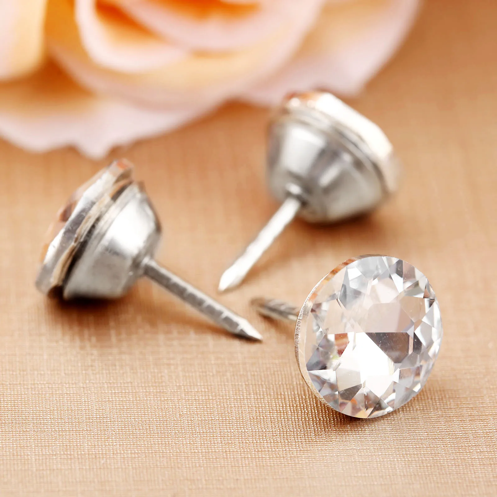 10PCS 16/25/30mm Glass+Metal Crystal Upholstery Nails Tacks For Crafts Headboards Leather Beds Sofas Home Makeovers Fitting
