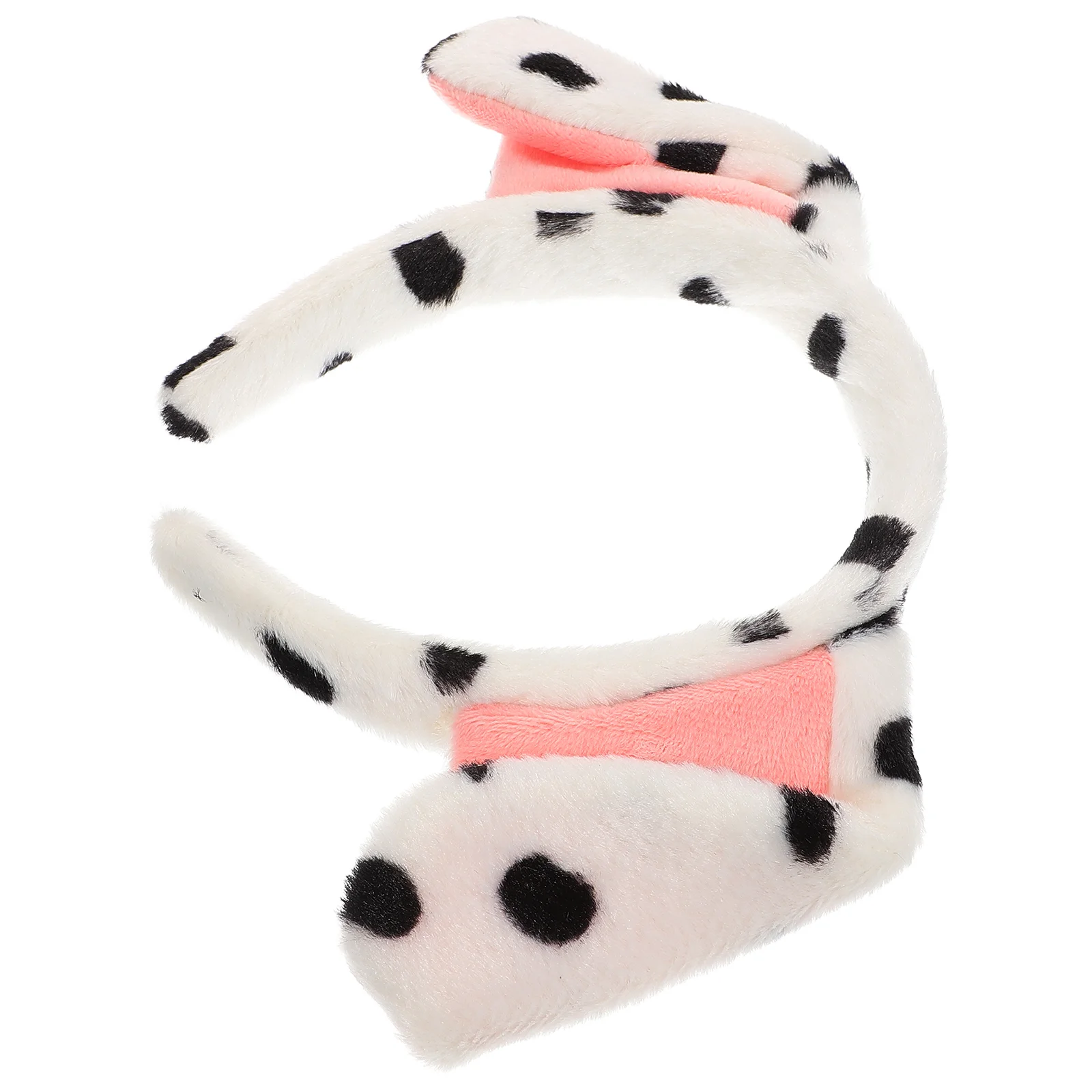 Fascia per cani da cartone animato Panno bianco Orecchie dalmata Design elastico Puntelli per foto Carino Morbido leggero Bambini Adulti Festa Cosplay