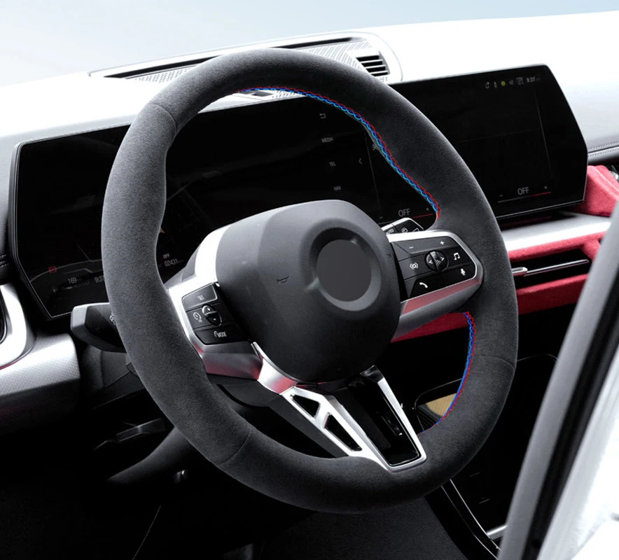 Genuine Leather Steering Wheel Cover Wrap M Sports Colours Thread Car Accessoires Specifically For BMW M4 G82 G60 G61 G70