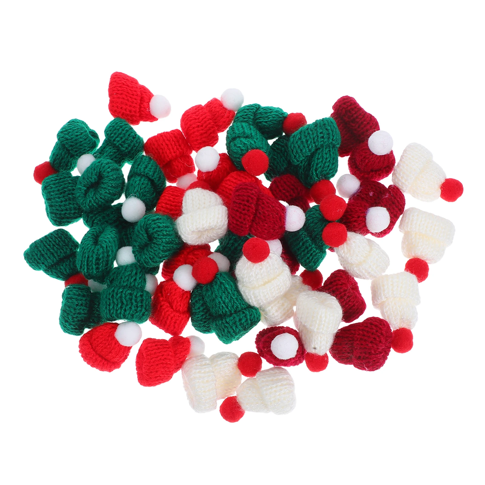 

50Pcs Christmas Hat Decoration Mini Santa Hats Small Knitted Yarn Beanies for Ornaments Snowman Craft Projects