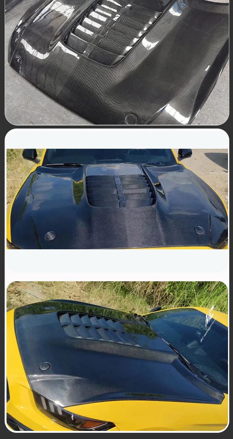 

For 2015-2021 Ford, Mustang GT500 Carbon Fiber Cover, Hood, Engine Cover Accesorios Para Vehículos
