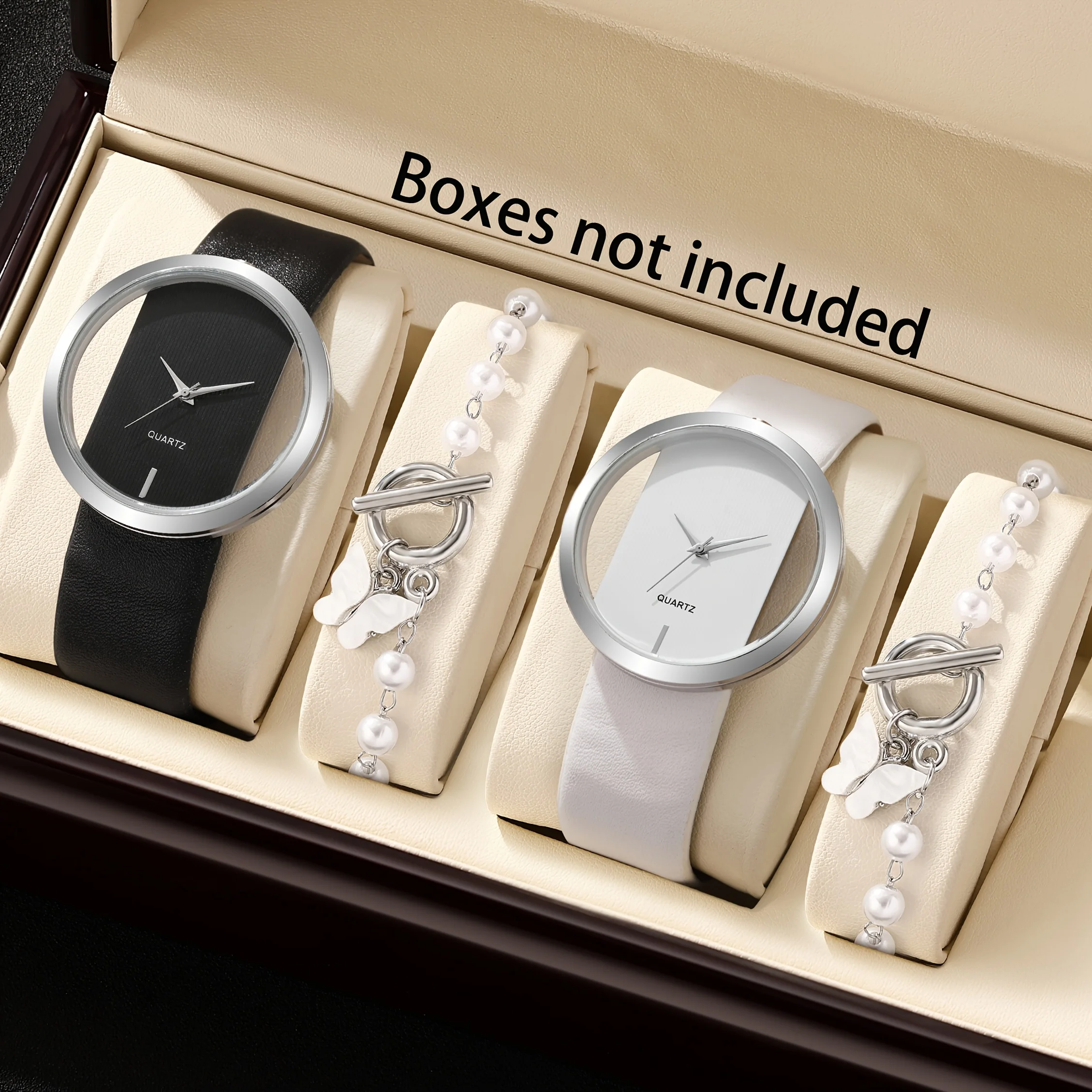 مجموعة سوار ساعة كاجوال بسيطة، تصميم قرص دائري، حزام من الجلد الاصطناعي، أفضل خيار لهدايا عيد الميلاد، إكسسوارات عصرية