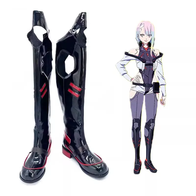 Edgerunners-Botas de PU de Anime para Cosplay, zapatos de tacón alto para mujer, accesorios para Halloween, hechos a medida