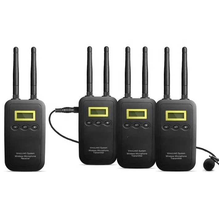 RX+TX+TX+TX Camera-Mount Digital Wireless Microphone System with Three Bodypack Transmitters and Lavalier Mi