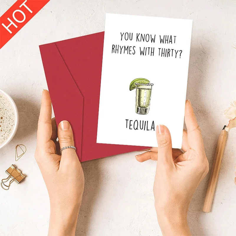 

Funny 30th Birthday Card Tequila Themed Greeting Card for Birthday Celebration