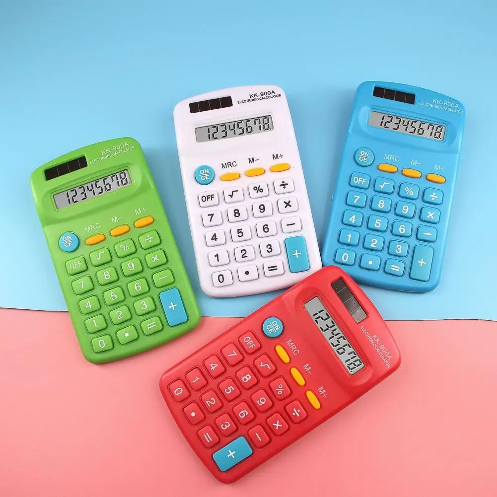 Mini calculatrice de poche à 8 chiffres, grand écran LED, gros bouton, calculatrice pour étudiants