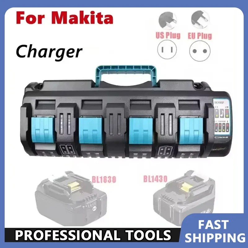 

Зарядное устройство для литий-ионных аккумуляторов Makita BL1430 BL1830 14.4В 18В с 4 портами USB для зарядки мобильных телефонов (Power Bank) DC18RE DC18RD DC18RF DC18SF