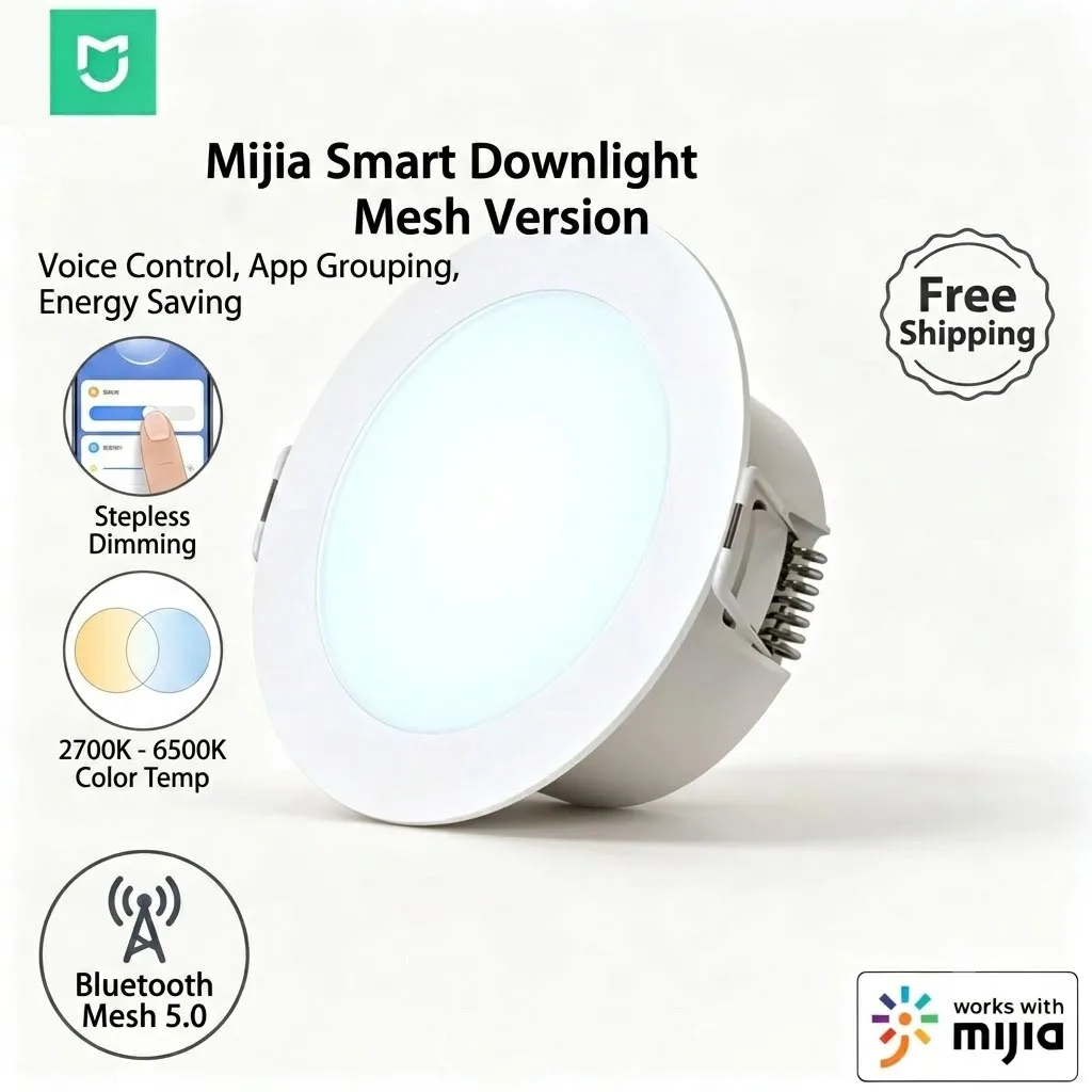 Original Xiaomi Mijia LED Downlight 4W Adjustable Brightness Color Temperature Lamp Bluetooth Mesh Smart Linkage Work For Mihome