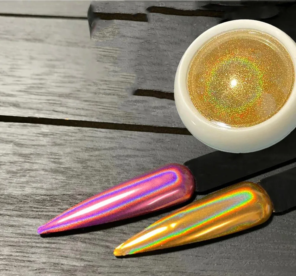 1 tarro de polvo holográfico para uñas, efecto espejo, brillo para uñas, láser cromado, pigmento de Metal iridiscente para uñas, polvo, decoración artística para uñas # *4