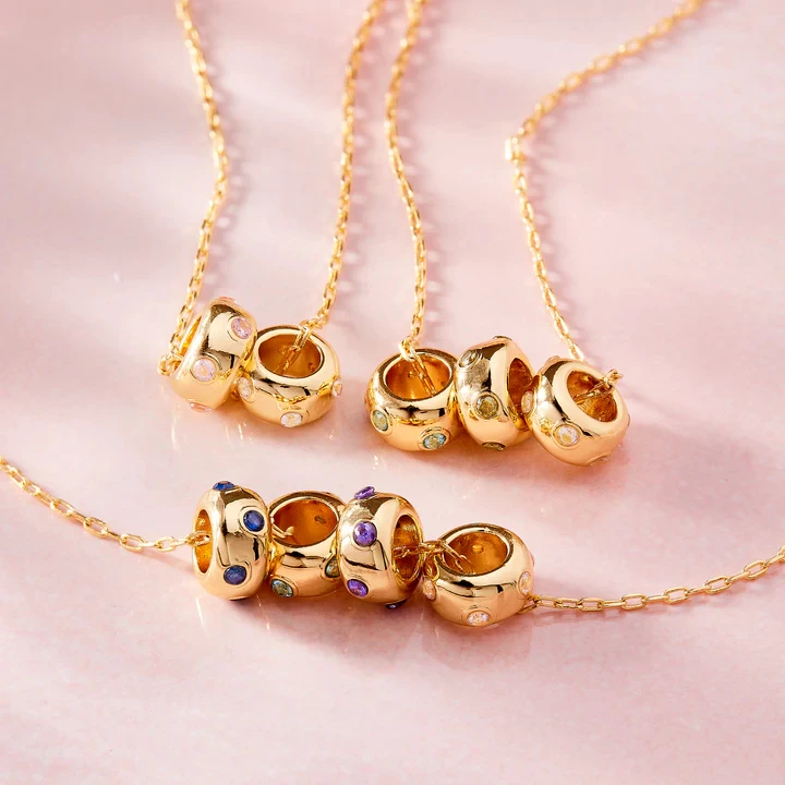 

Colorful Birthstone Necklace Circle Pierced Zirconia Pendant 18K Gold Plated Stainless Steel Luxury Personalized Gift for Women