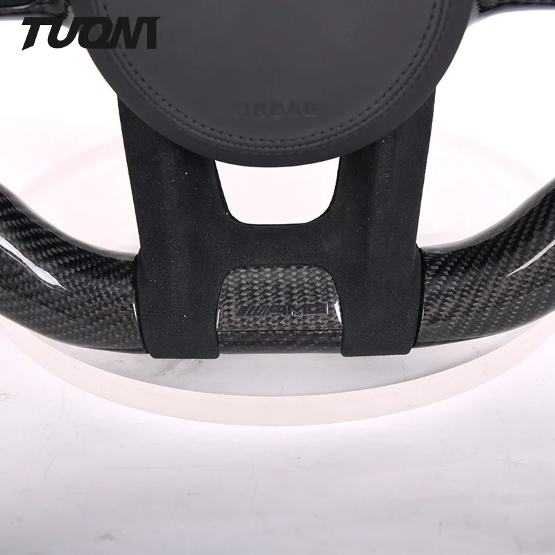 Custom Black Perforated Leather Carbon Fiber LED Car Steering Wheel For Benz AMG C E S GLC Class W203 W211 W213 W205 W204 A45