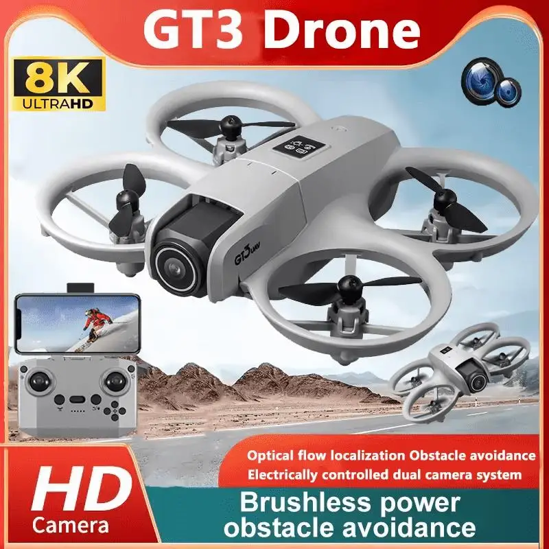 

NEW Drones GT3 GPS 8K Professional HD 180° Dual Cameras 5G WIFI Brushless Motors Obstacle Avoidance FPV Foldable Quadcopter Toys