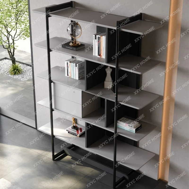 Minimalist Creative Bookshelf Modern Simple Stainless Steel Storage Simple Multi-layer Display Cabinet