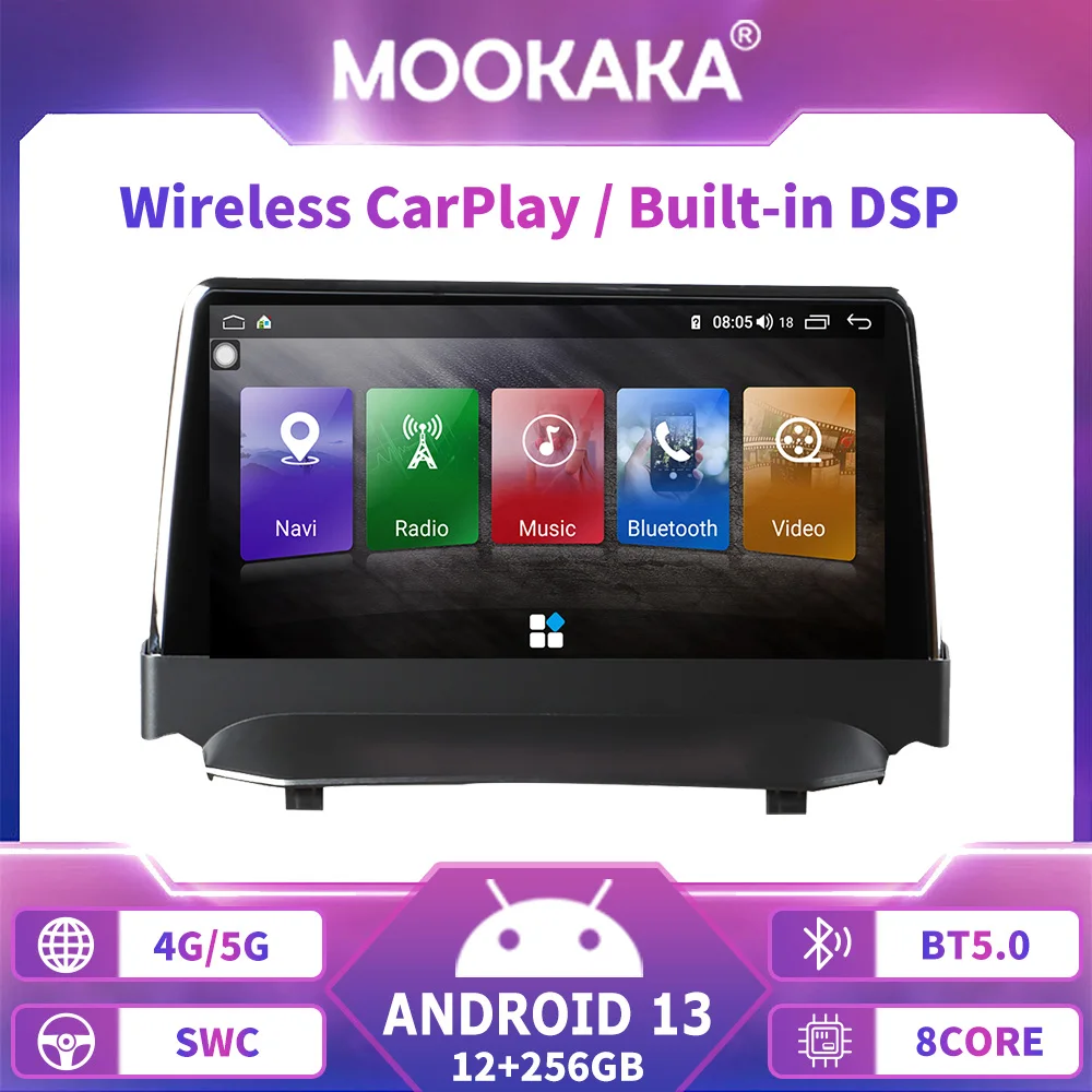 For Ford Fiesta 2009-2016 Android13.0 6+128GB Screen Car Radio Multimedia Player GPS Navigation Audio Video Built-in DSP Carplay
