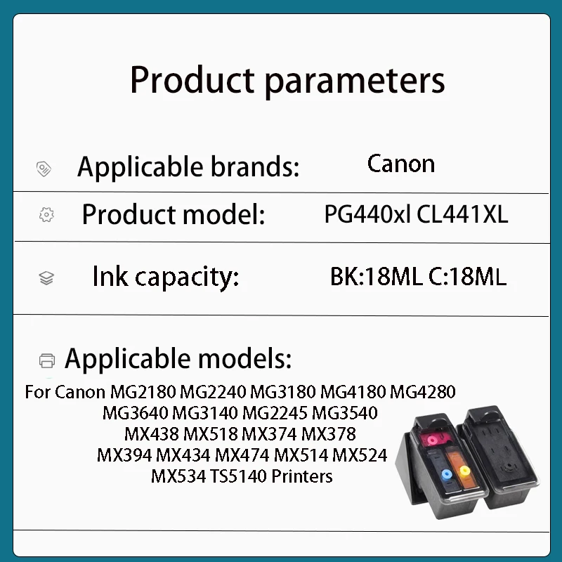 Compatible For Canon PG440 PG 440XL Ink Cartridge CL441 CL 441XL For Canon Pixma MG2180 MG2240 MG3180 MG4180 MG4280 Printer