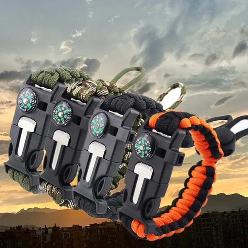 

Outdoor Multifunctional Emergency Rescue Bracelet Umbrella Rope Woven Compass Buckle Adjustable Survival Bracelets