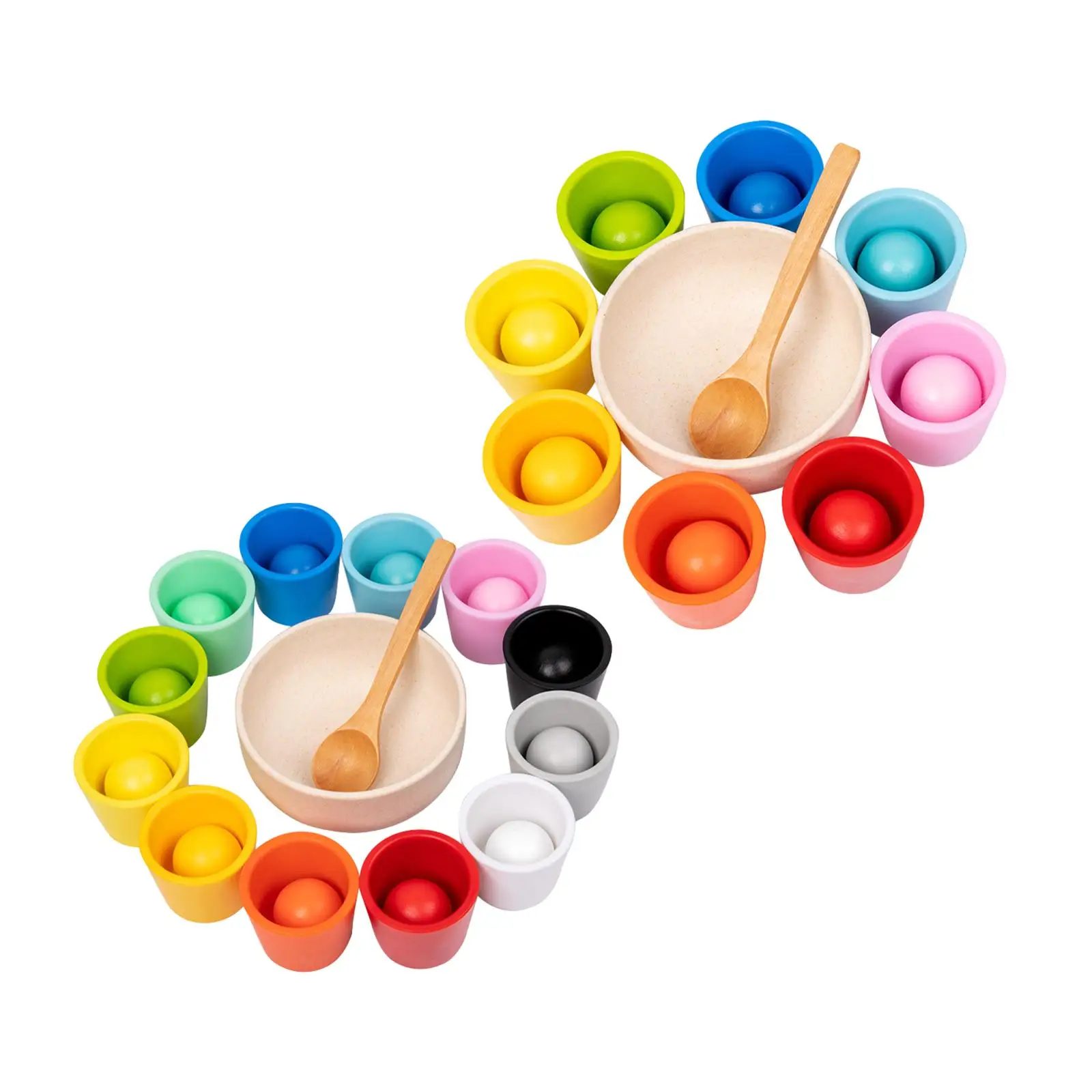 

Children Rainbow Balls in Cups Montessori Toy Training Logical Thinking Early Education Toys with Cups and Balls Sorter Game