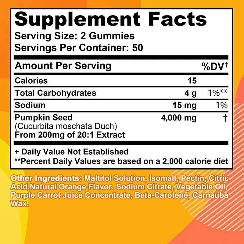 Pumpkin Seed Oil Gummies - Bladder Control, Reduces Frequent Urination, Regulate Hormonal, Supports Prostate Health, Hair Growth