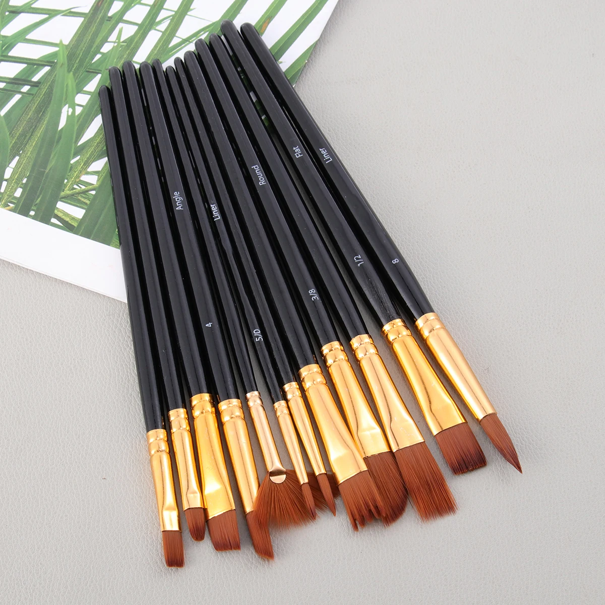 12 قطعة فرشاة رسم زيتية بمقبض خشبي احترافي فرشاة رسم زيتية من الأكريليك الغواش لاستخدام الطلاب الفنانين #4